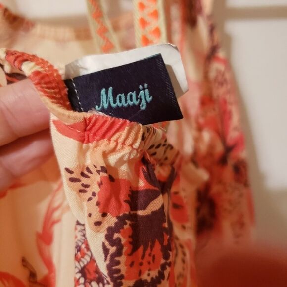 14 Maaji Orange Tan Hawaiian Floral blouse - Picture 5 of 6